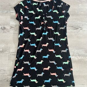 Black Dachshund Print Night Gown